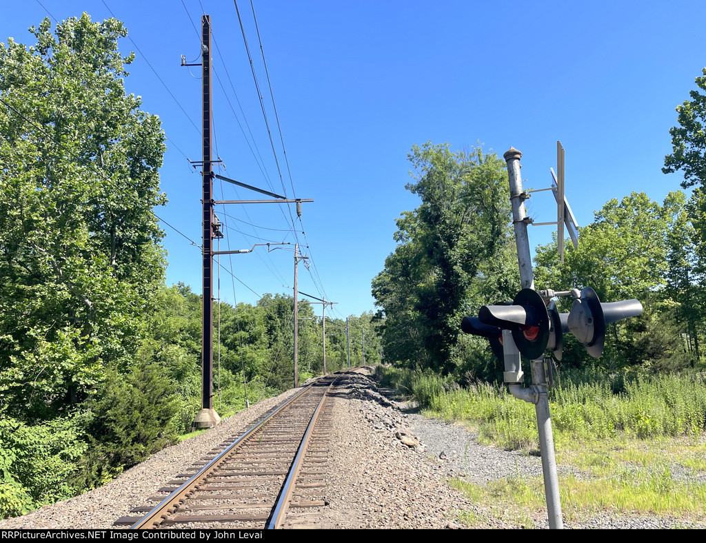 Looking east along the Gladstone Branch from the ped grade crossing